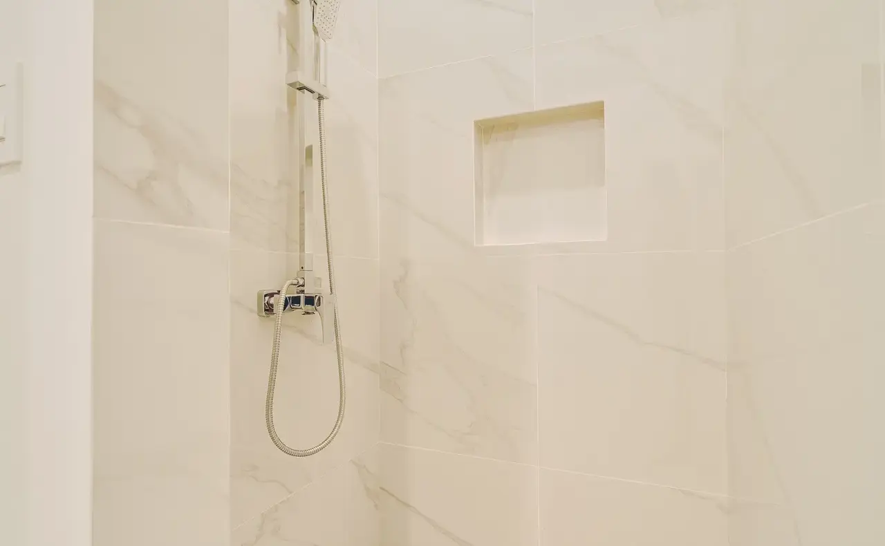 Walk-in shower, Watercolors D4 condo, West Bay