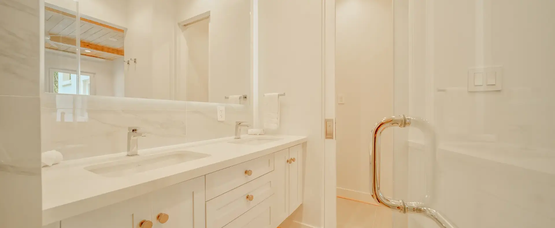 Bathroom with double vanity, Watercolors D4 condo, West Bay