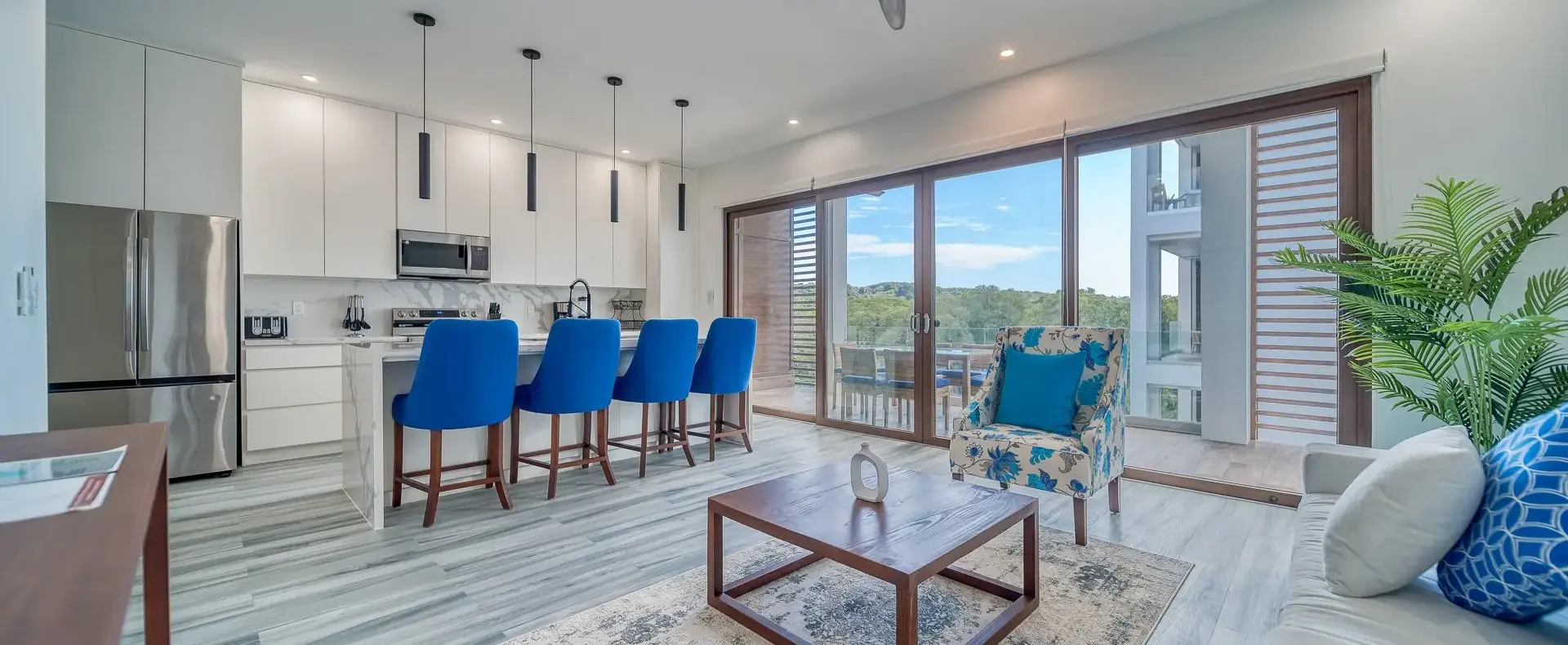 Open-plan living room, Acqua di Mare condo, West Bay