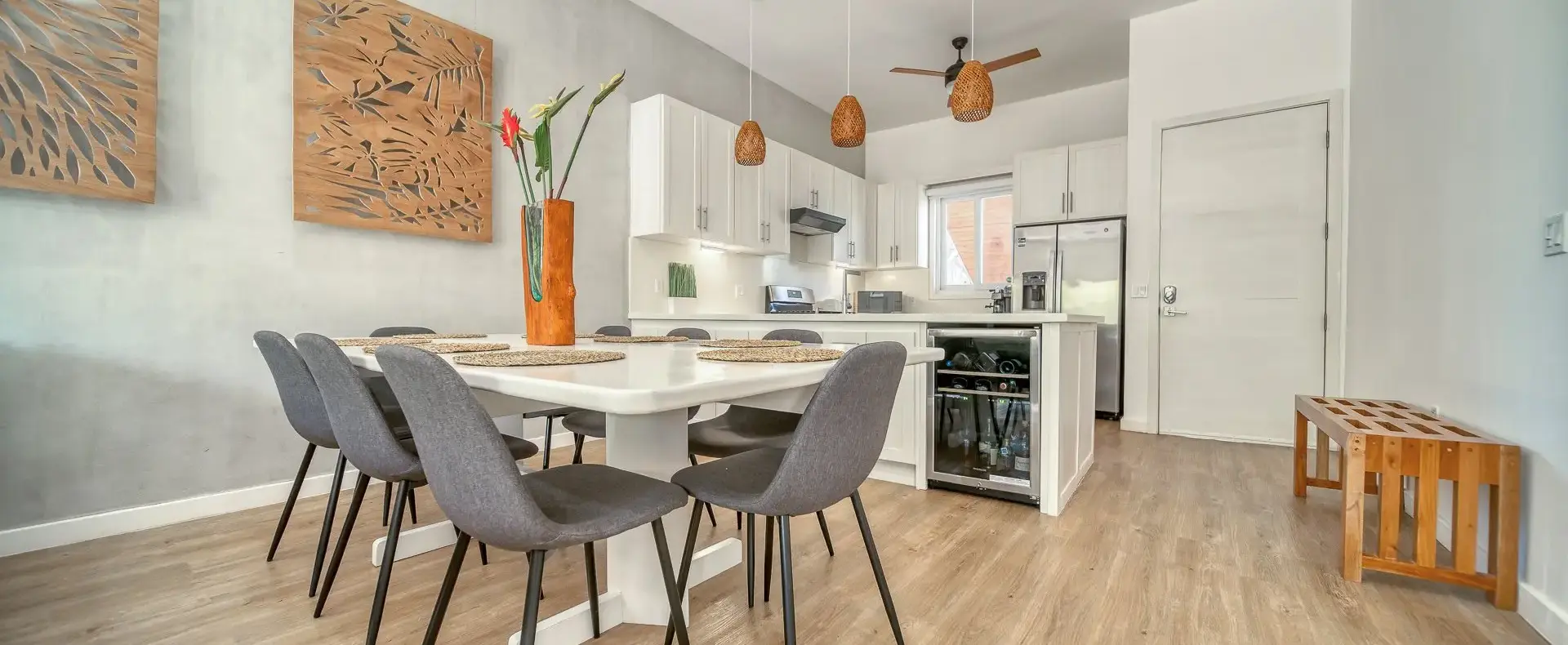 Dining area and kitchen, Blue Roatan Residence condo B1
