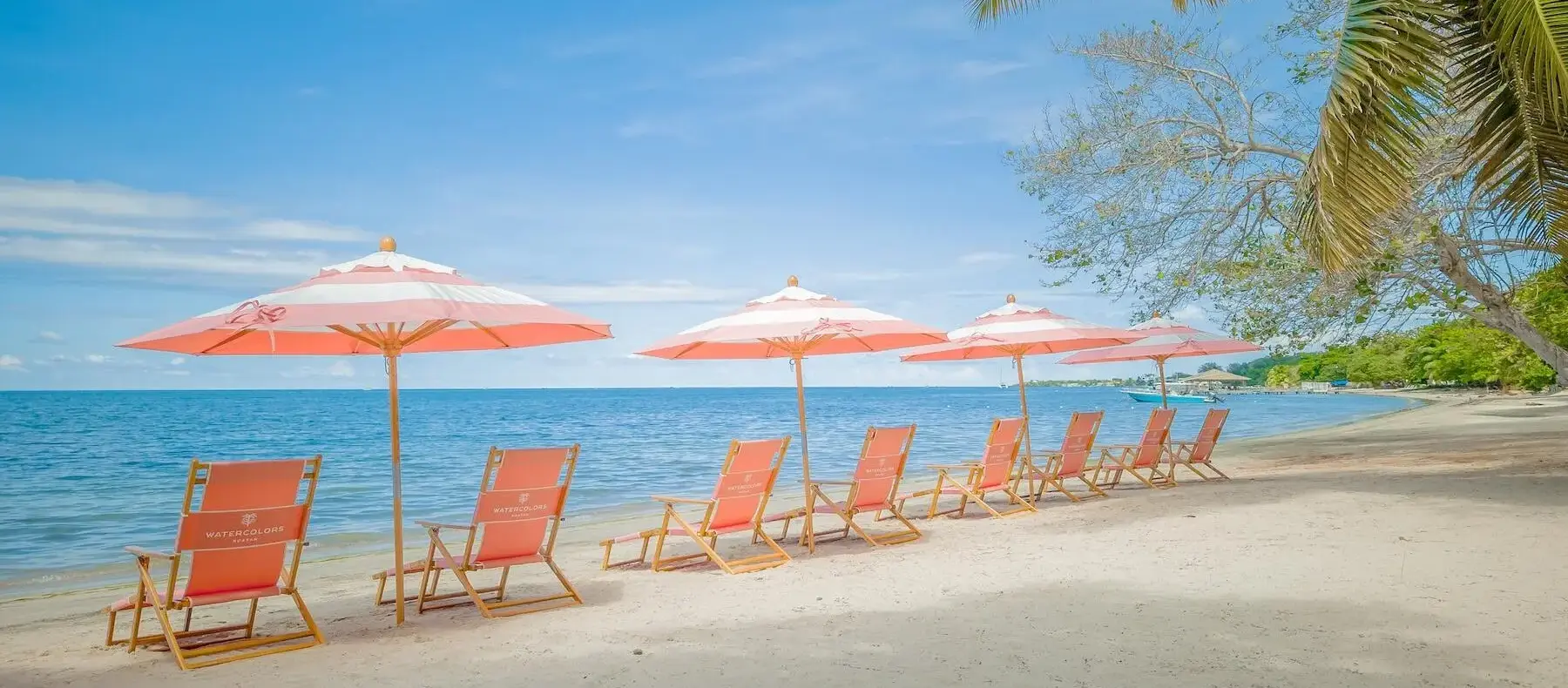 Beach chairs and umbrellas on the Watercolors beach