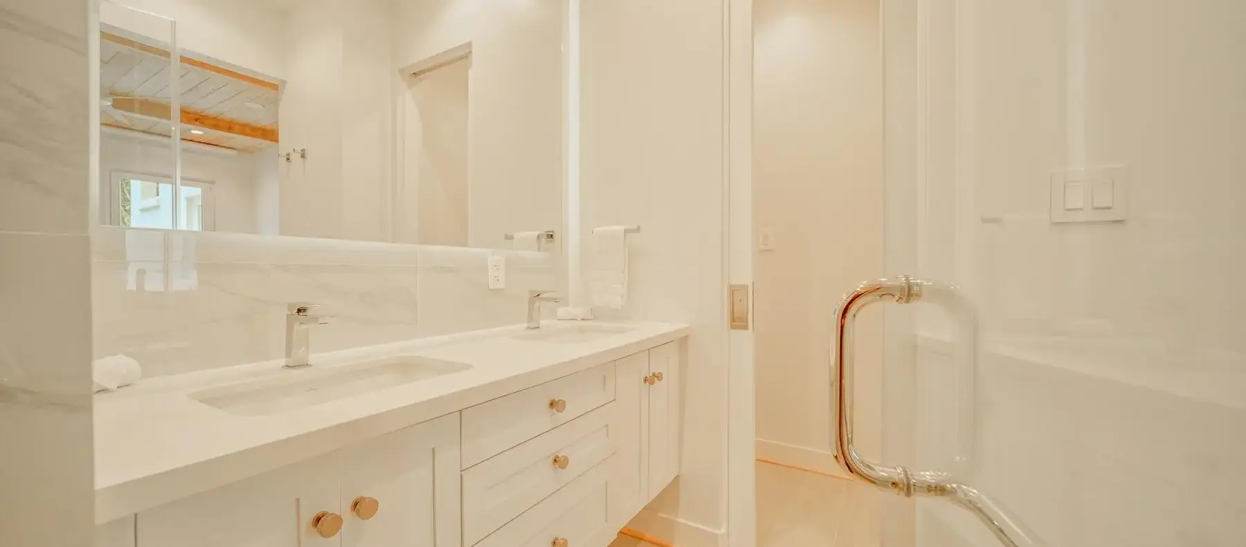 Primary bathroom with double vanity (sample unit)