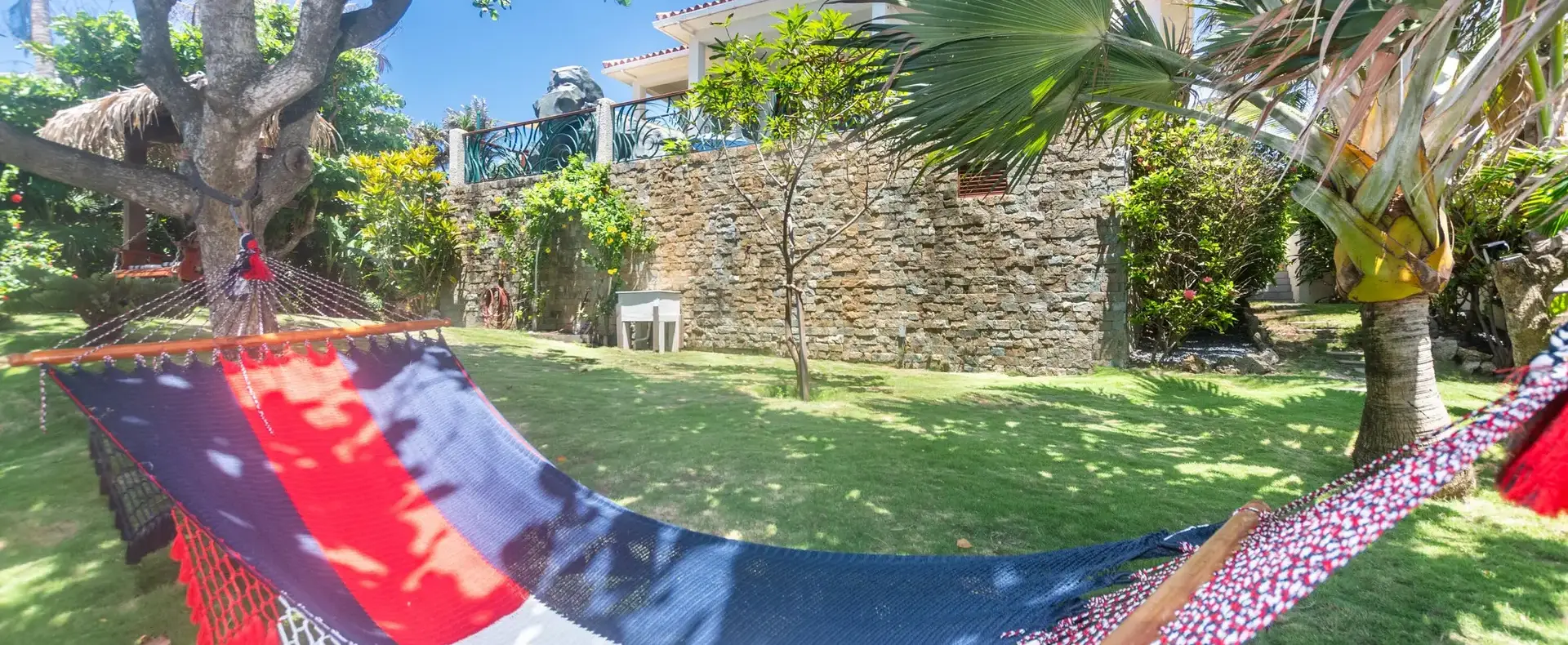 Tropical garden with hammock