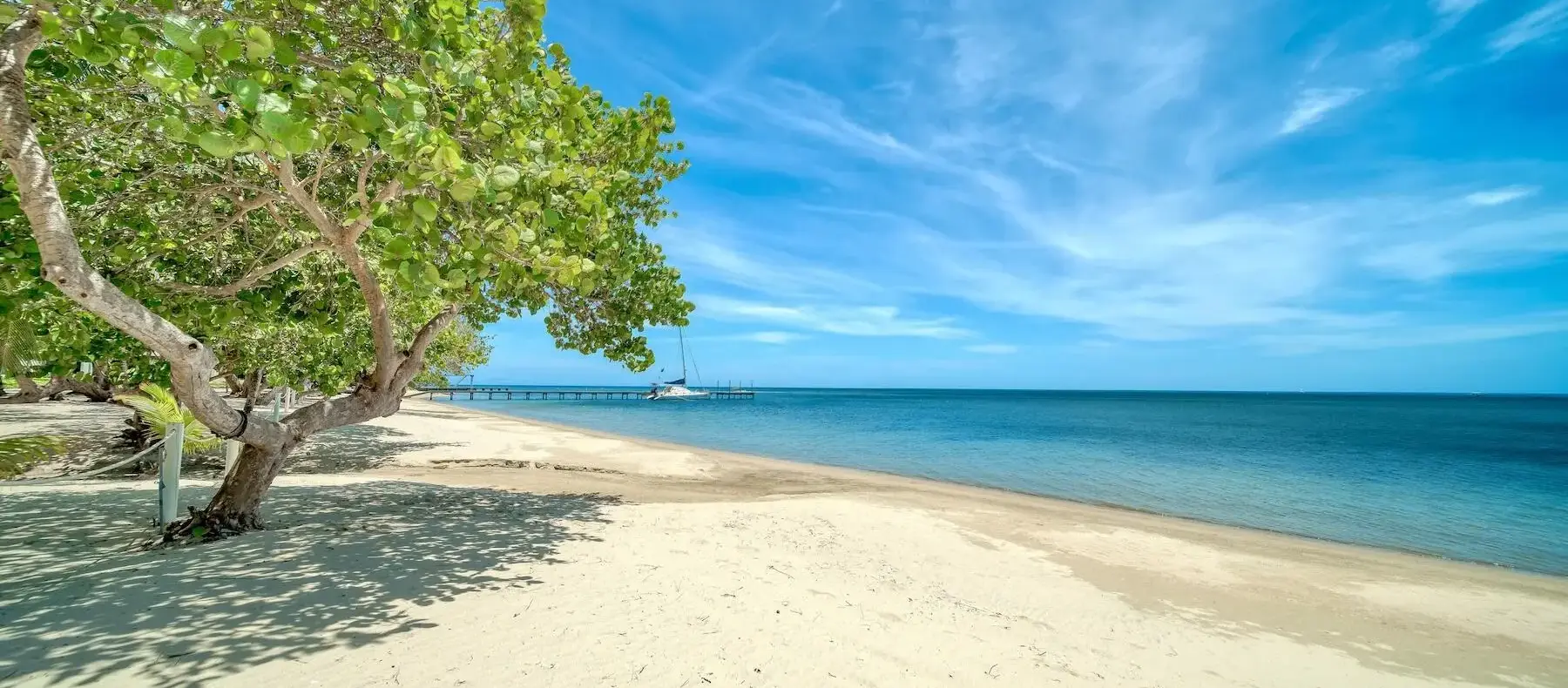 White sand beach in front of Watercolors, West Bay